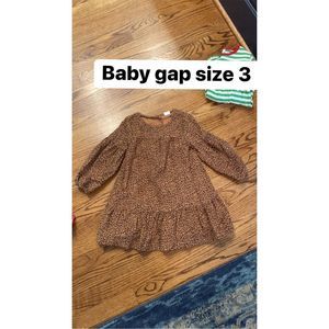 Baby Gap size 3 fine wale cord leopard print tiered dress